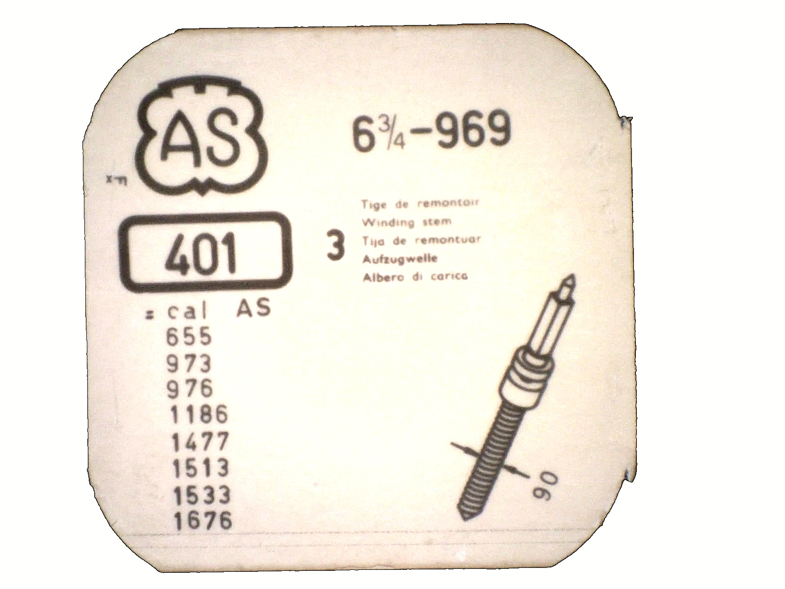 AS 969 Winding Stem watch part #401/280 (3-PACK) *SEE INTERCHANGE LIST*