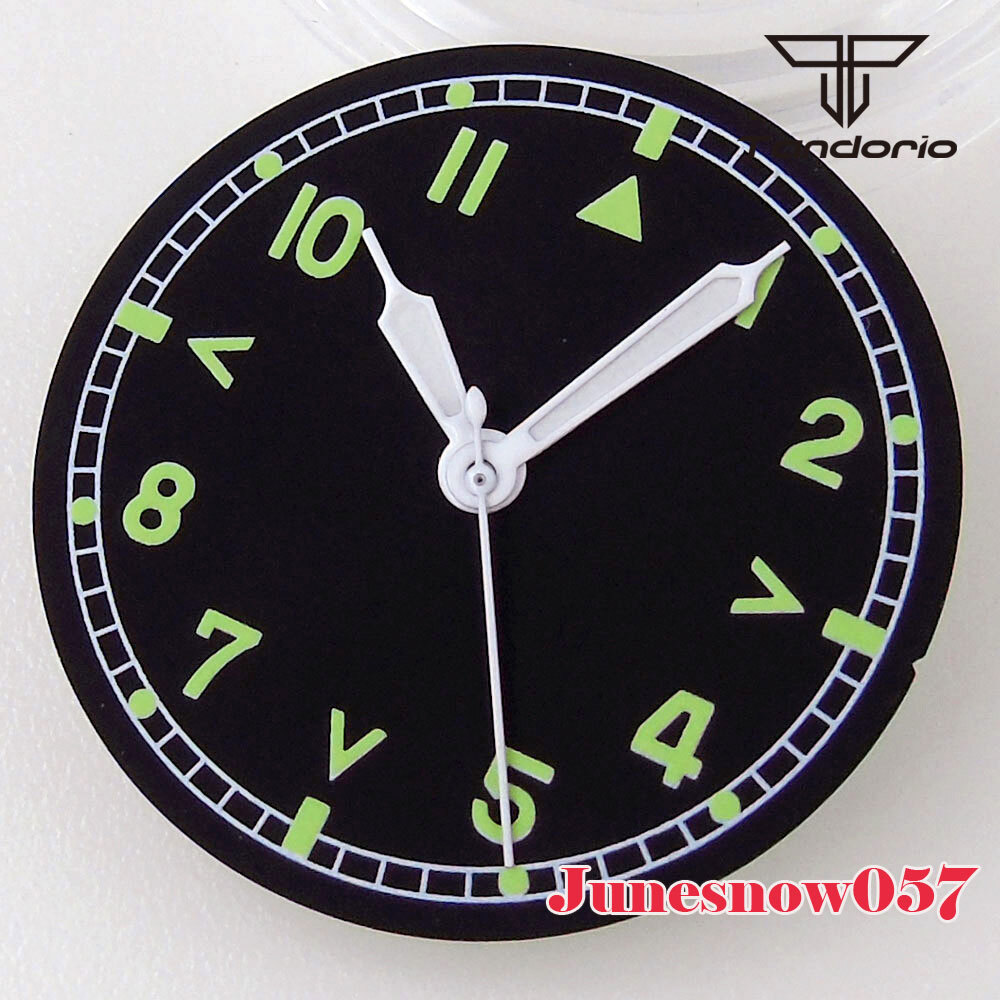 Tandorio Silver/Black Watch Dial Numbers Lume 29MM Fit NH35A NH36A Movement Men
