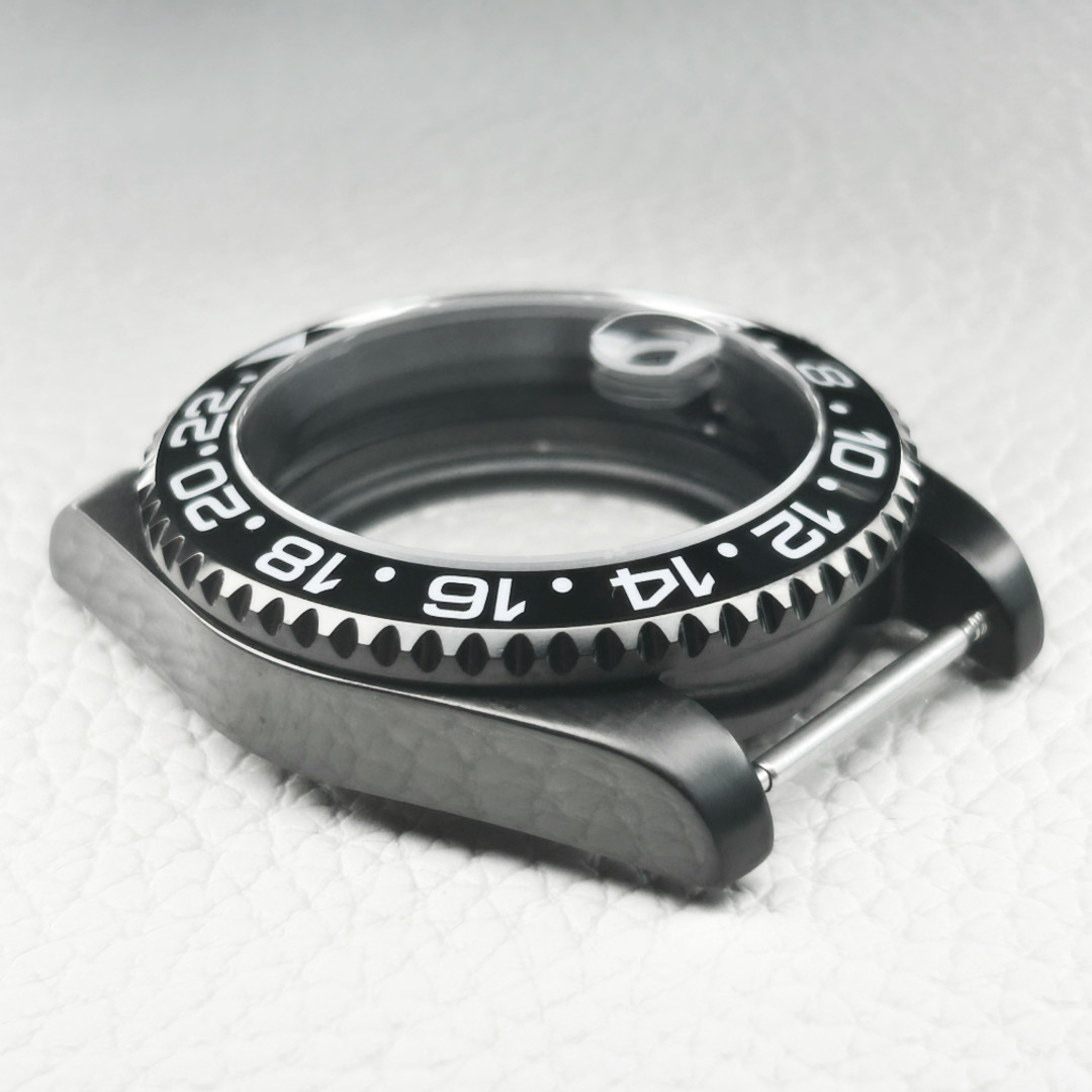 40mm Black PVD 24 Hour Diver Sapphire Glass Watch Case Fit NH35A NH36A Mod 10ATM