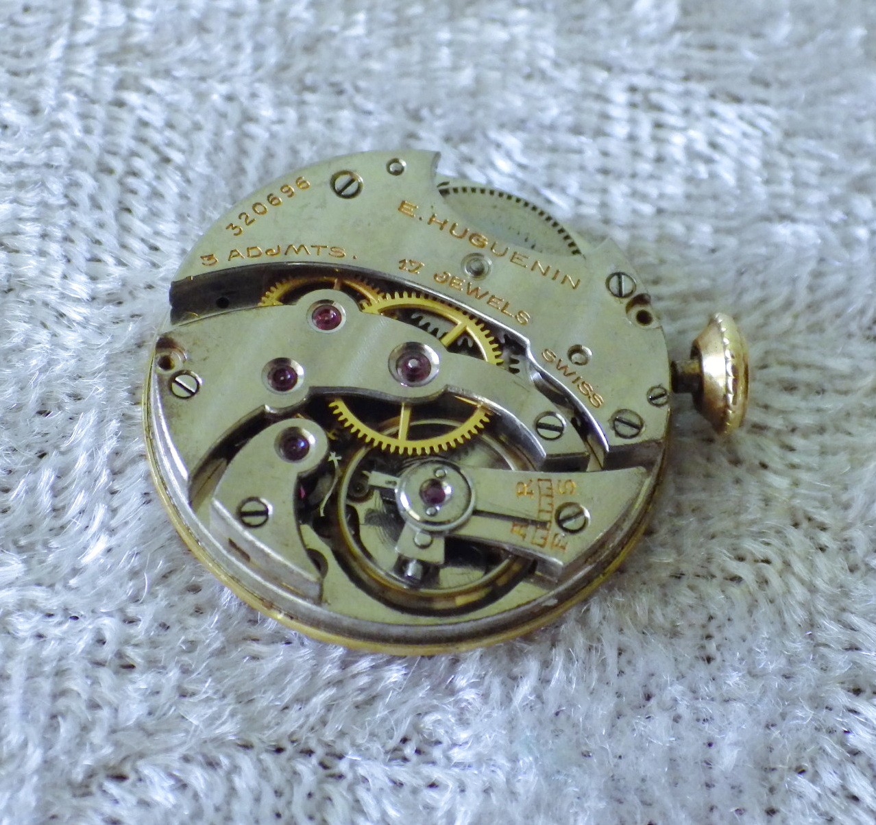 Vtg Huguenin ladies watch movements Bailey Banks dial wind-up Works & As Is 17J