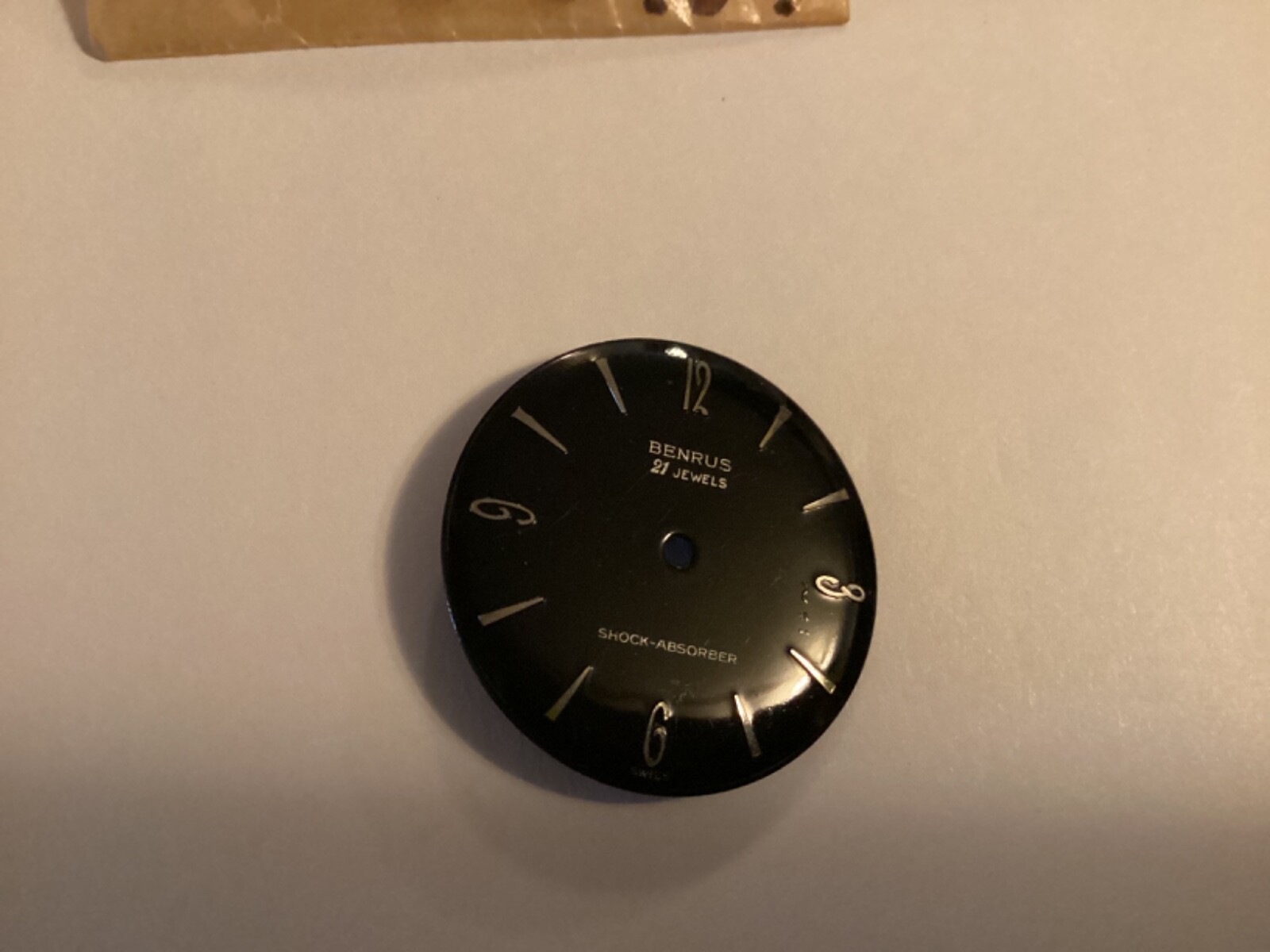 Benrus black dial silver markers never used for DN 21 watch movement 28.43mm