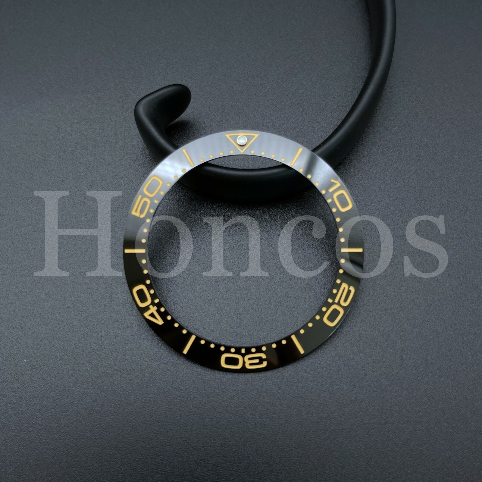 BLACK GOLD CERAMIC BEZEL INSERT FITS FOR OMEGA 41MM SEAMASTER PLANET 007 NUMBERS