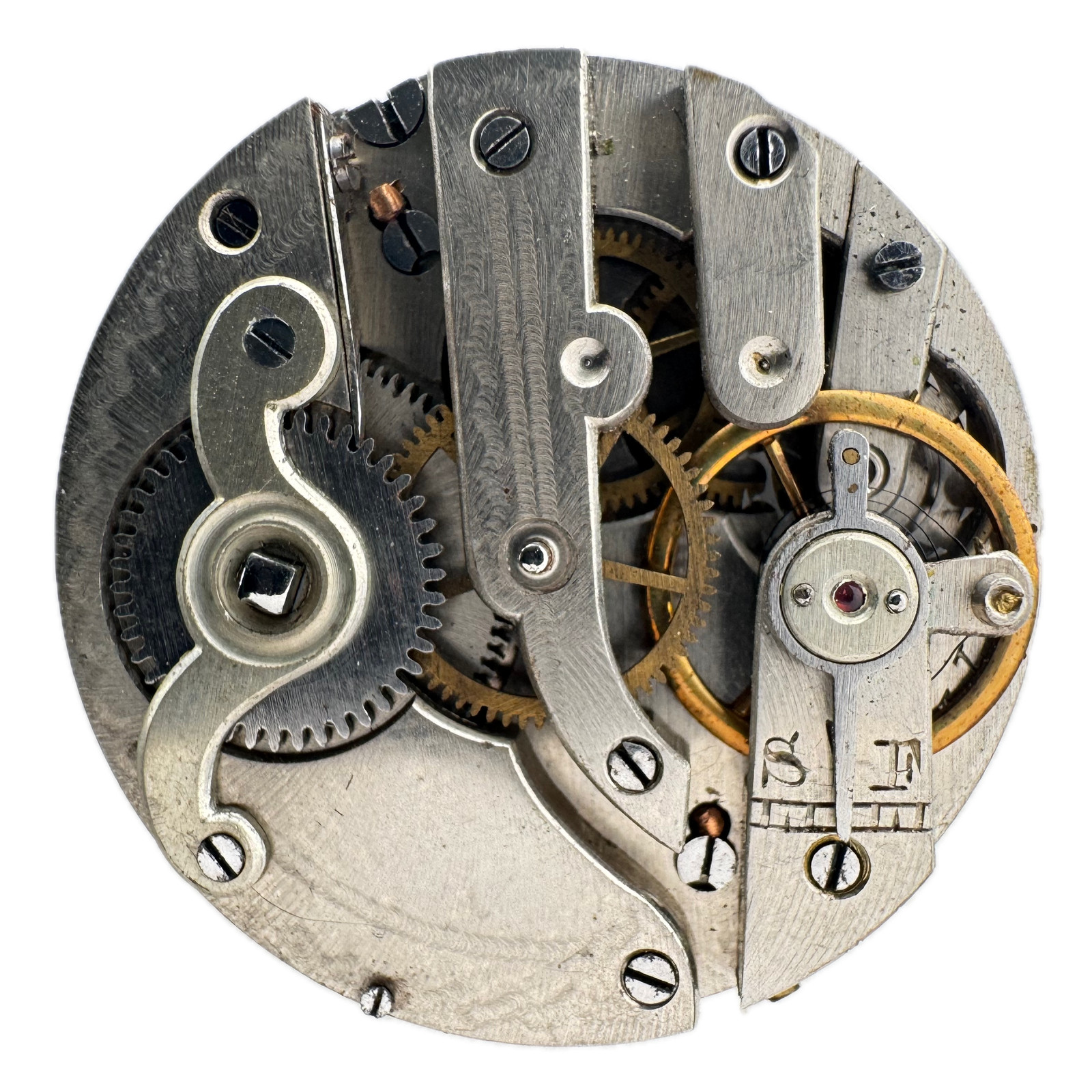 Antique Unbranded Fancy Dial Mechanical Cylinder Escapement Pocketwatch Movement