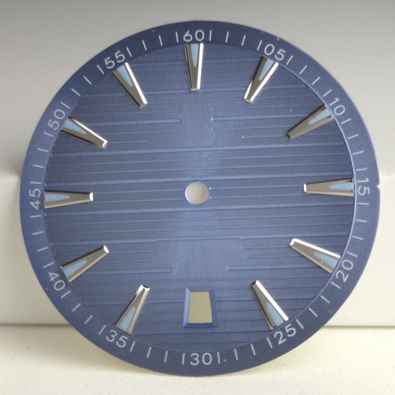 Gradient Light Blue 33.5mm Watch Dial For NH35 Movement Green Lume No Logo