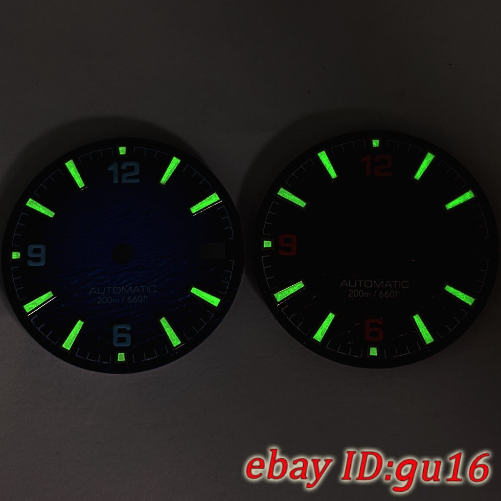 NH35 28.5mm Blue/Red Watch Dial Green Glowing Watch Accessories