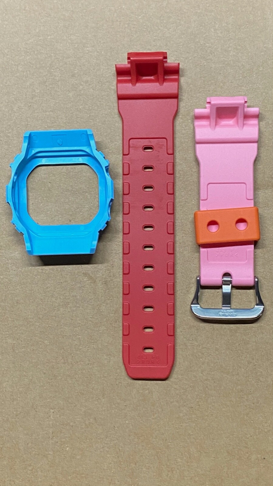 Casio G-Shock DW5600PR-4 Matte Red Pink Strap and Blue Bezel