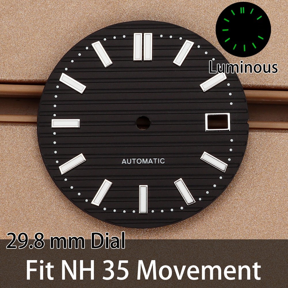 28.5mm Metal Dial 3C Green Luminous Dails For Seiko NH35 NH36 NH34 NH38 Movement