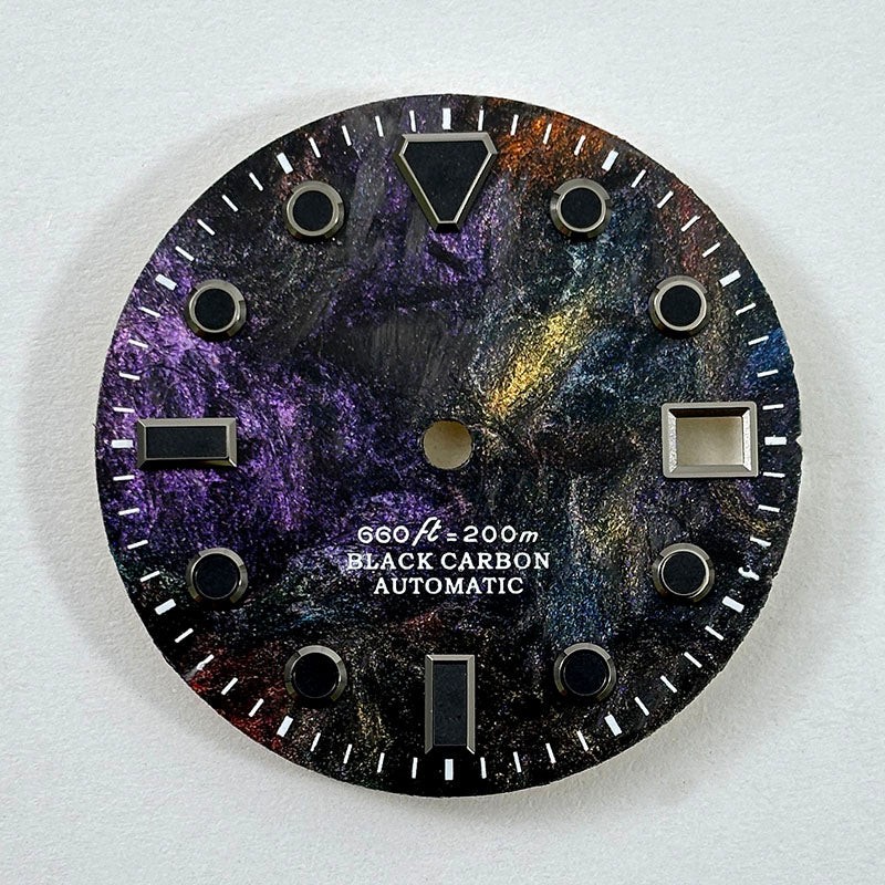 Lava Carbon Fiber Dial Black Lume 28.5mm Dial for NH35 Movement