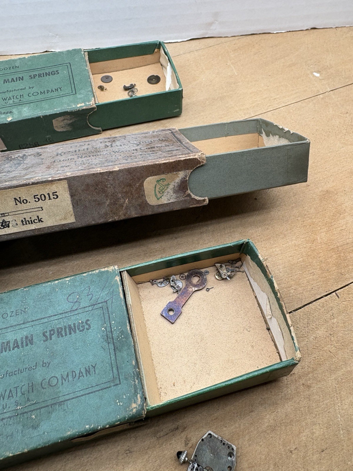 1940s ELGIN Watch Boxes & Buren Pierce Faces/Parts Restoration Jeweler’s Estate