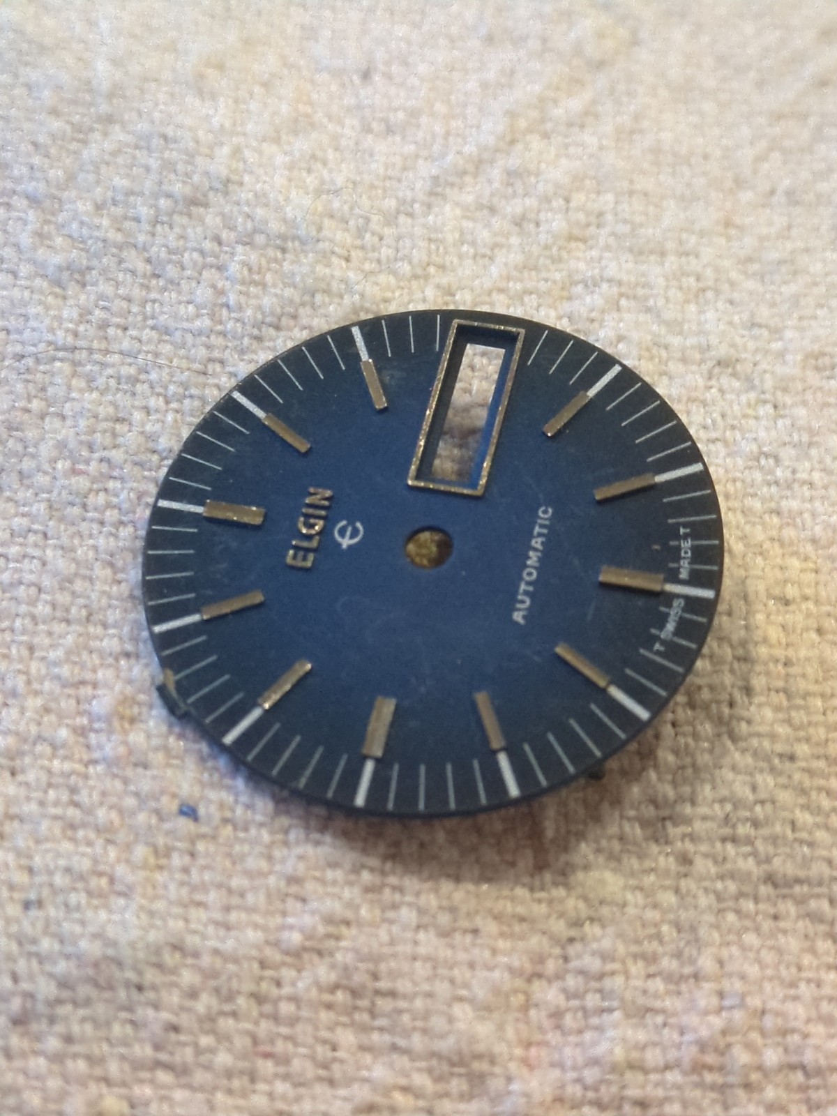 Lot Of 3 Watch Dials. Hugex Chronograph, Elgin Automatic, Benrus Selfwinding.