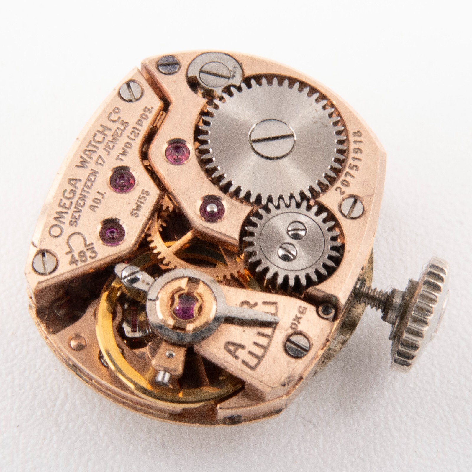 Vintage Omega Caliber 483 17-Jewel 2-Adjustment Wristwatch Movement, Runs