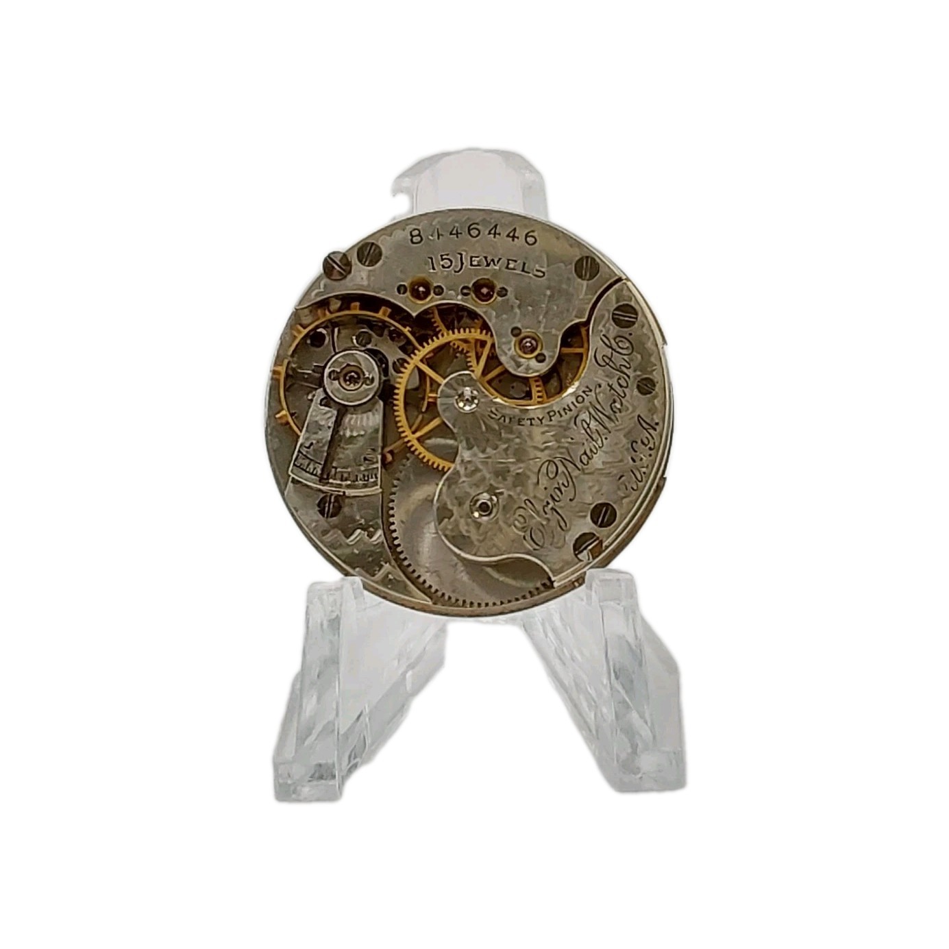 Elgin 223 0s Movement Sunk Enamel Dial Hands Pocket Watch Parts 504