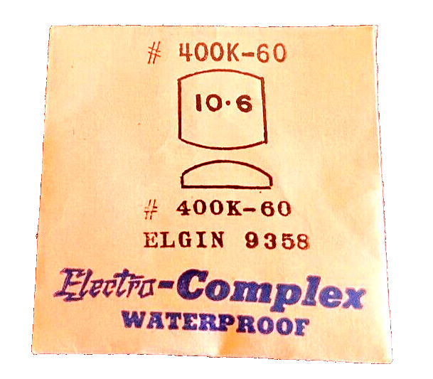 Elgin 9358 Watch Crystal Electro Complex Waterproof Acrylic #400-60