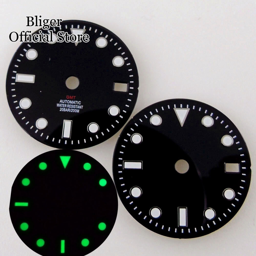 Green Luminous Black White 29mm Watch Dial Hand fit NH34A NH34 GMT Watch Part