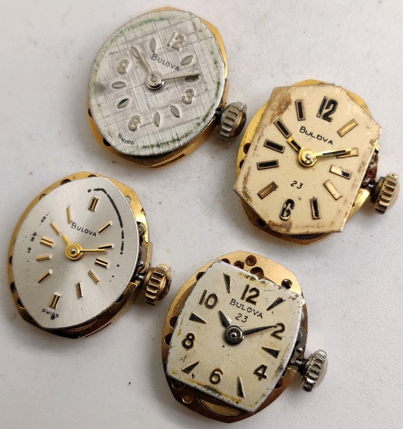 Lot Of 4 Bulova 5BD 5AZ movements Run For Repair
