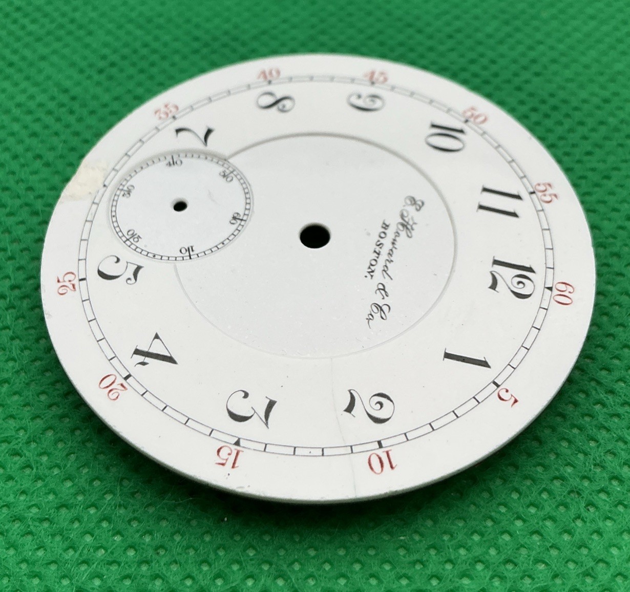 E. Howard & Co Boston 18s Double Sunk Enamel Pocket Watch Dial White (J27)