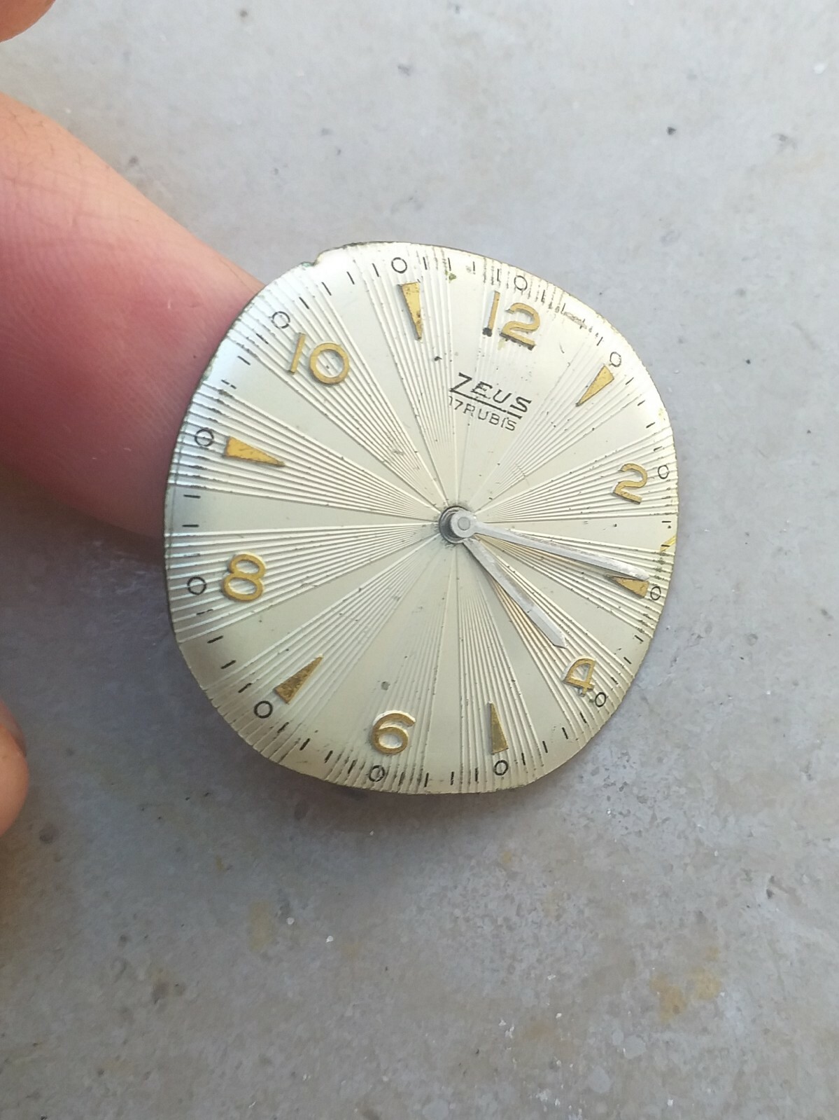 ZEUS QUADRANTE DIAL 17 RUBIS 30 mm Con Lancette Numeri Indici-Arabi dorati Used