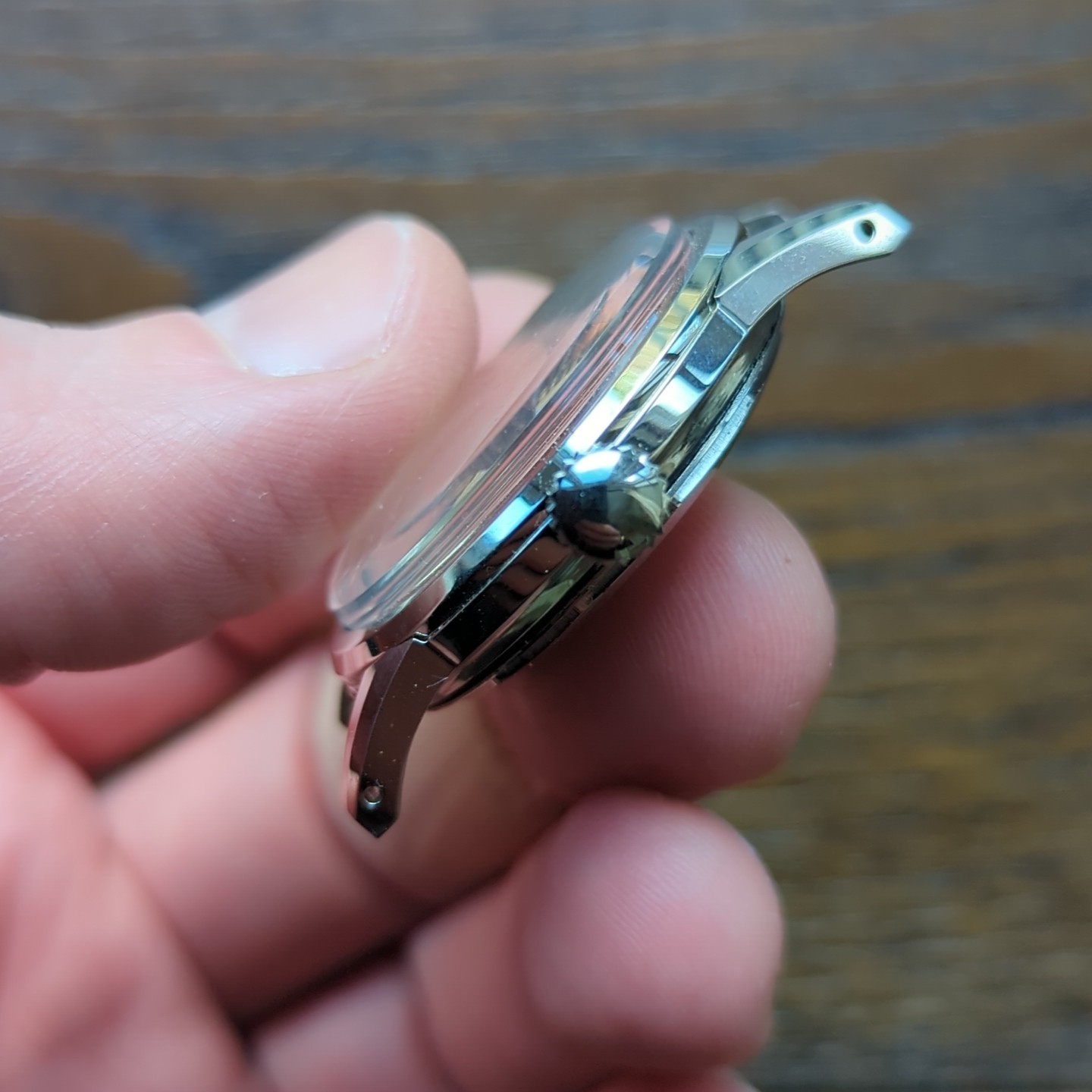 Swiss FHF 73 Ajustor Watch Case, 35mm, All Steel New Old Stock Parts (WT)