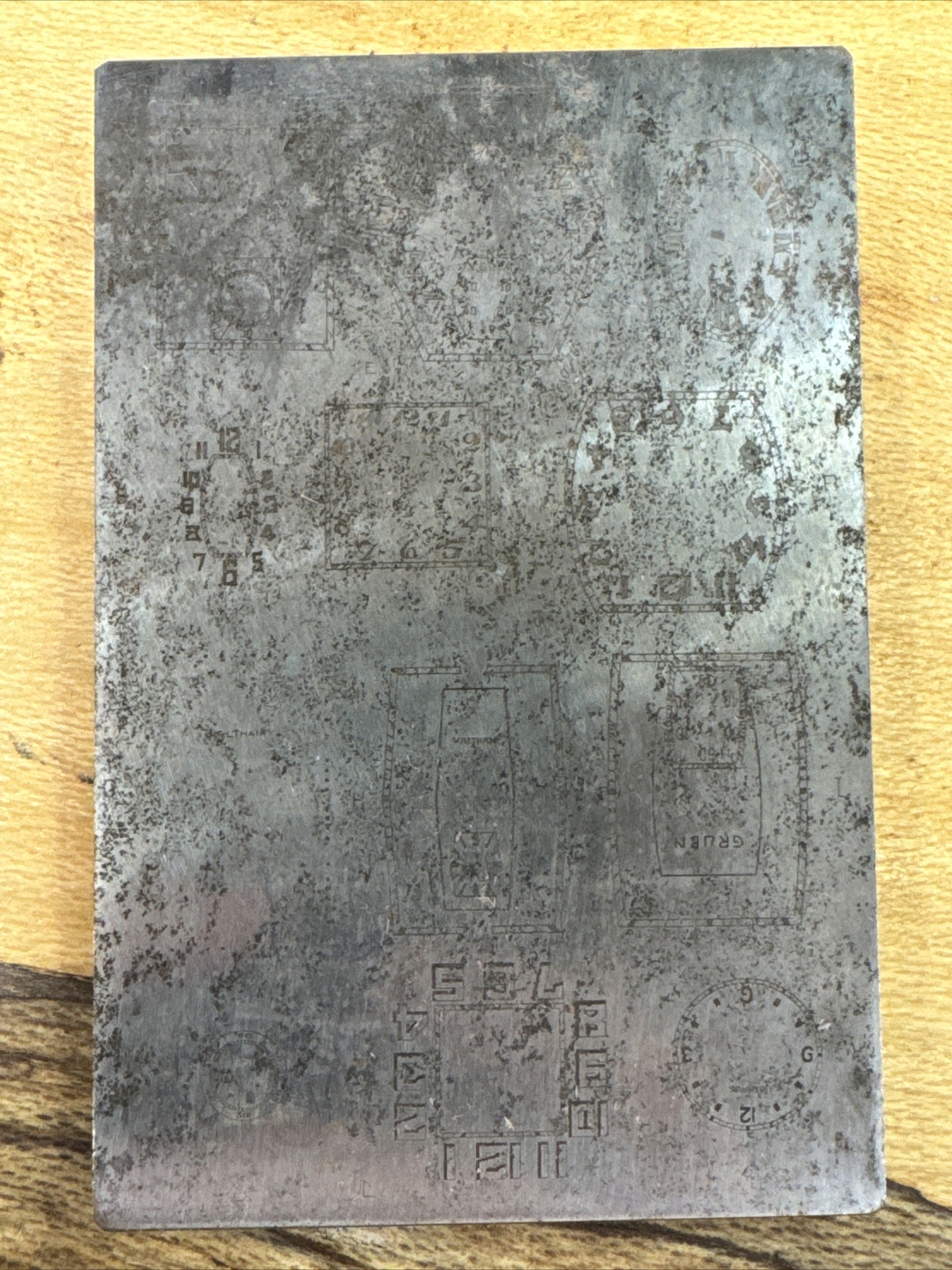 Vintage Multi Dial Printing Plate Illinois Waltham T942