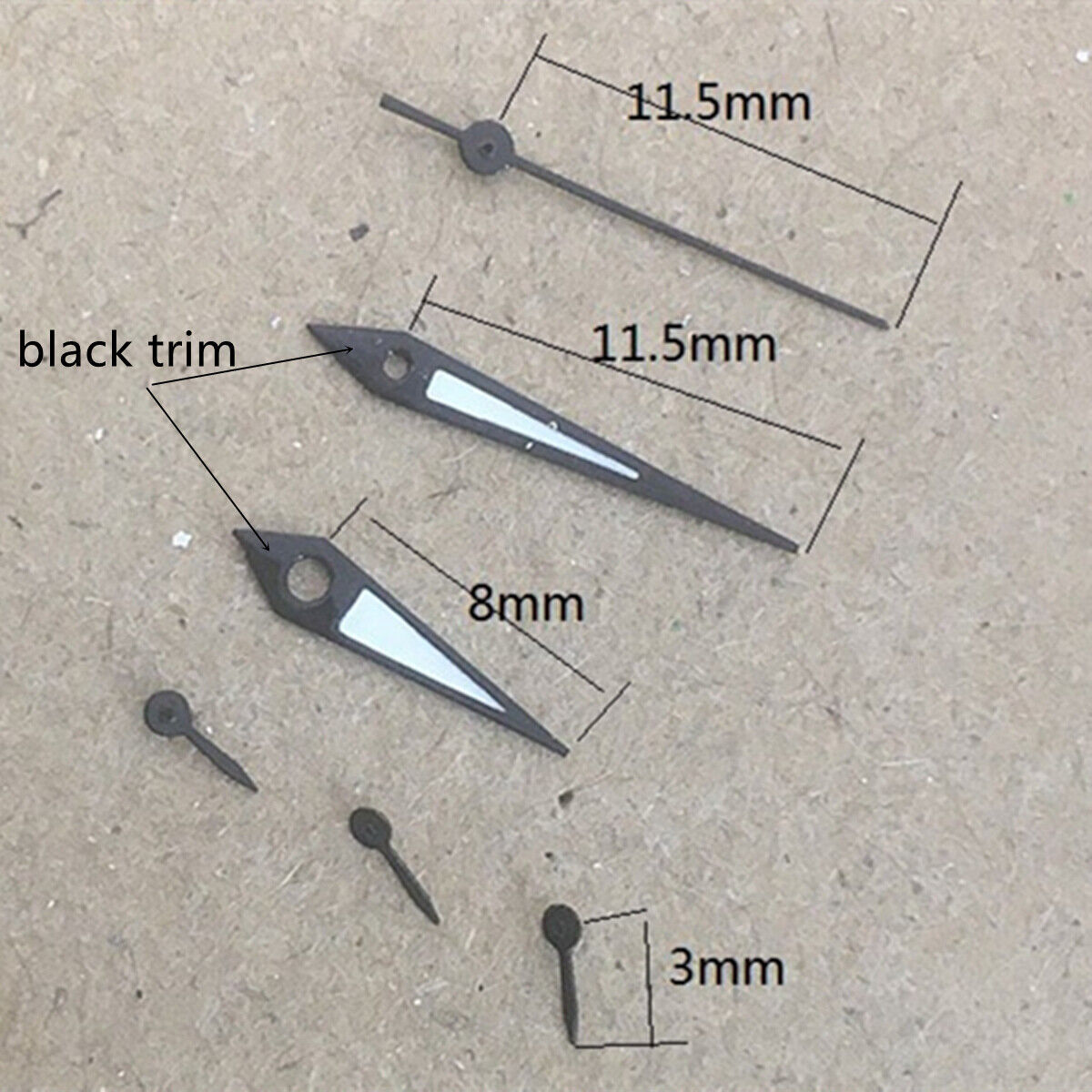 11.5mm Black Trim Arrow Shape Watch Hand for Epson VX3J VX9J VX7J VX3N VX9N VX42