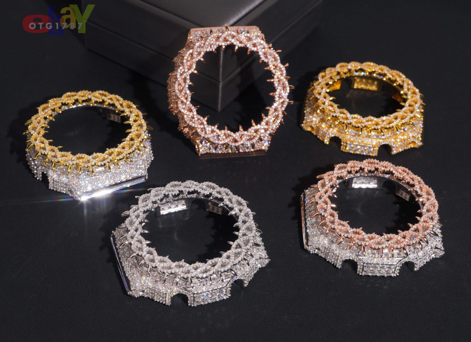 VVS1 D Fully Iced Moissanite Watch Bezel To Fit GA2100 Solid 925 Passes Tester!