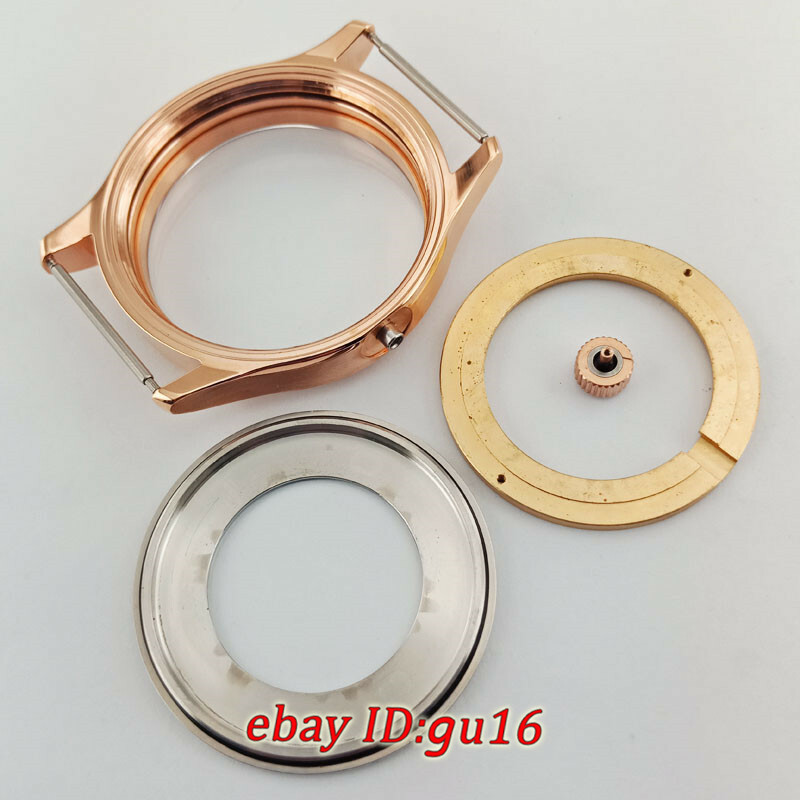 42mm Rose Gold Steel Watch Case Fit ETA 2836,Mingzhu/DG2813,Miyota 82 Series