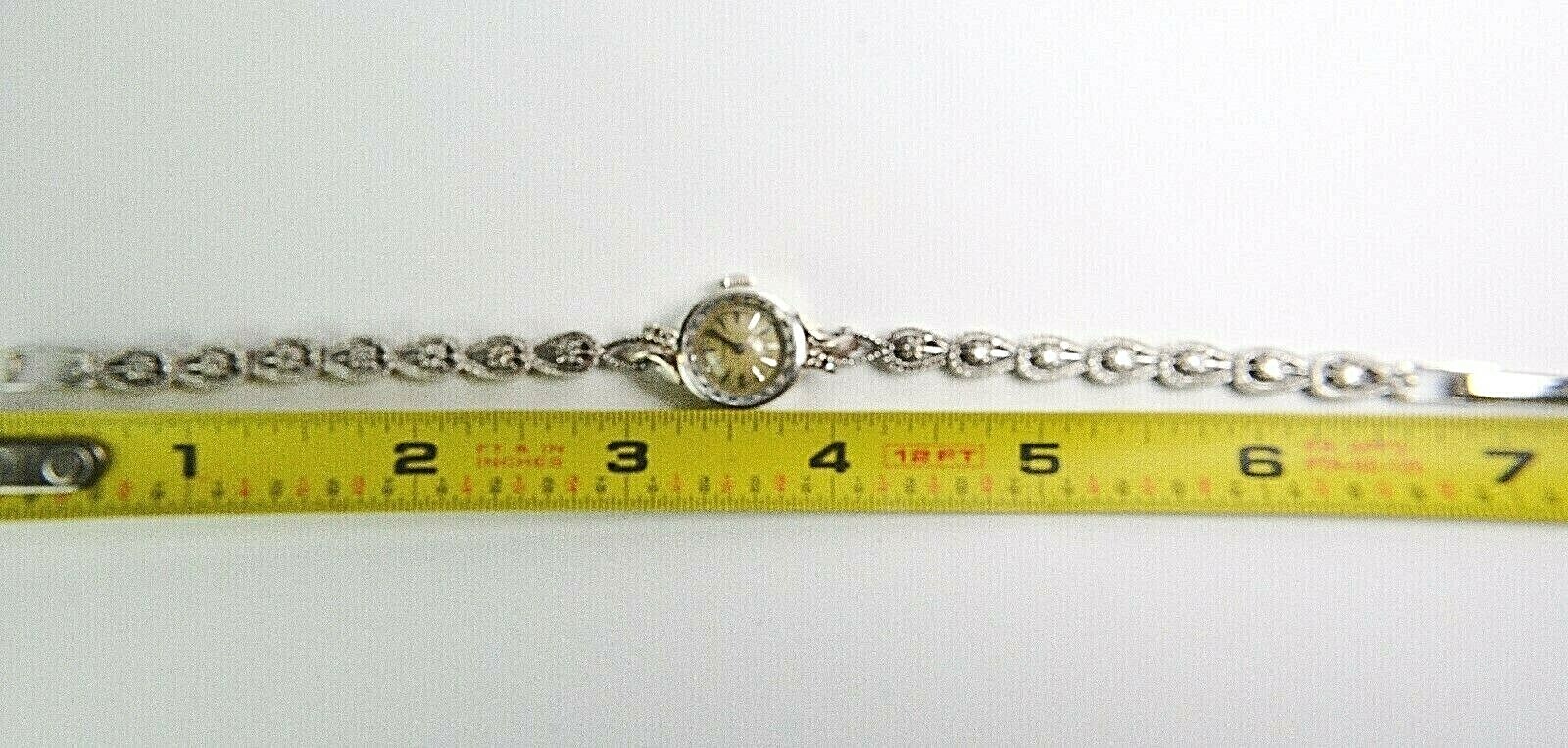 LADY’S LONGINES 14K SOLID WHITE GOLD.18 DIAMONDS WATCH.ORIGINAL DIAL