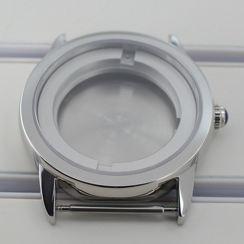 Sapphire 100m Waterproof 42mm Pilot Watch Case Steel Patrimony Mod For ETA 2824