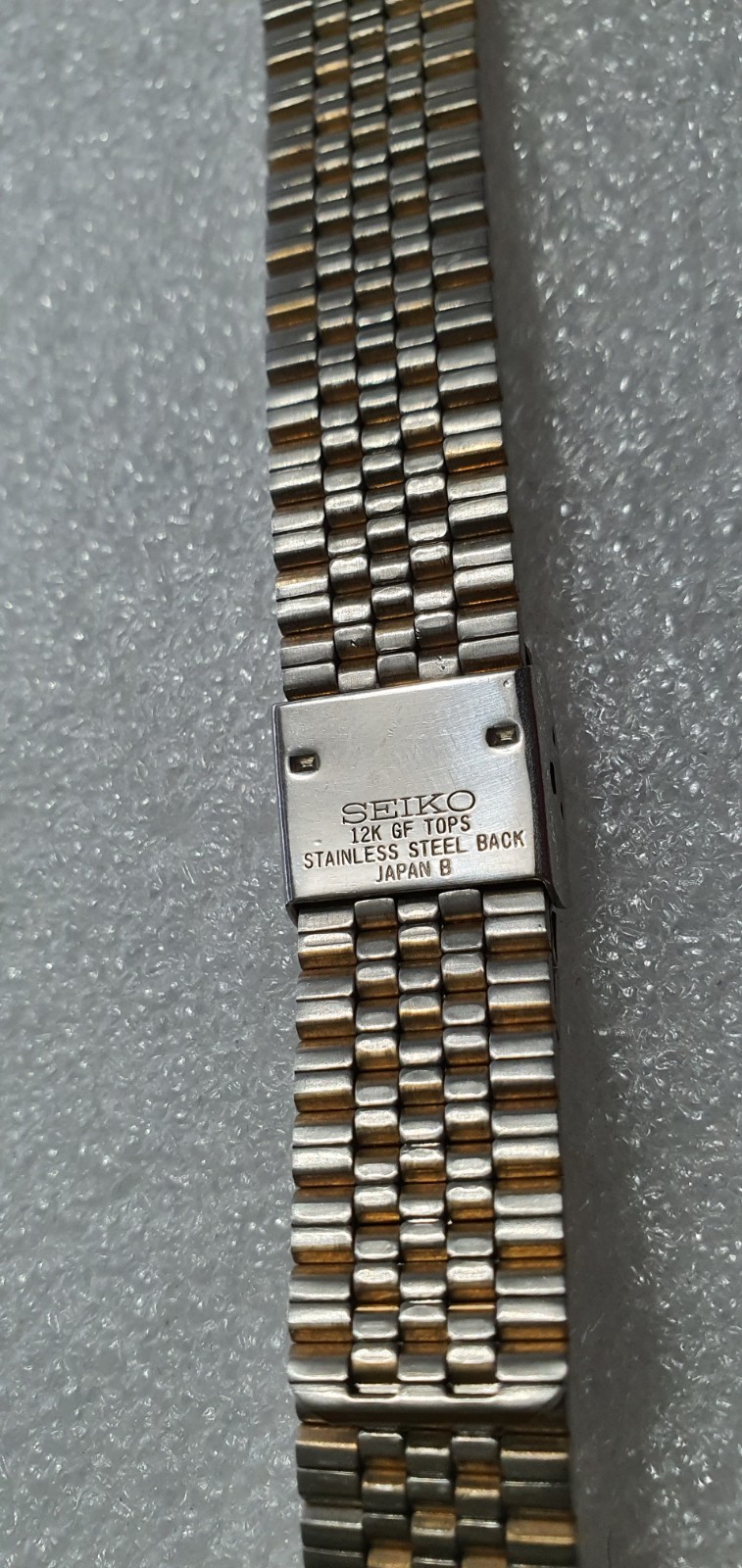 Seiko B386 Gold 12K GF Tops On Stainless Steel Strap Bracelet 18/14mm Authentic