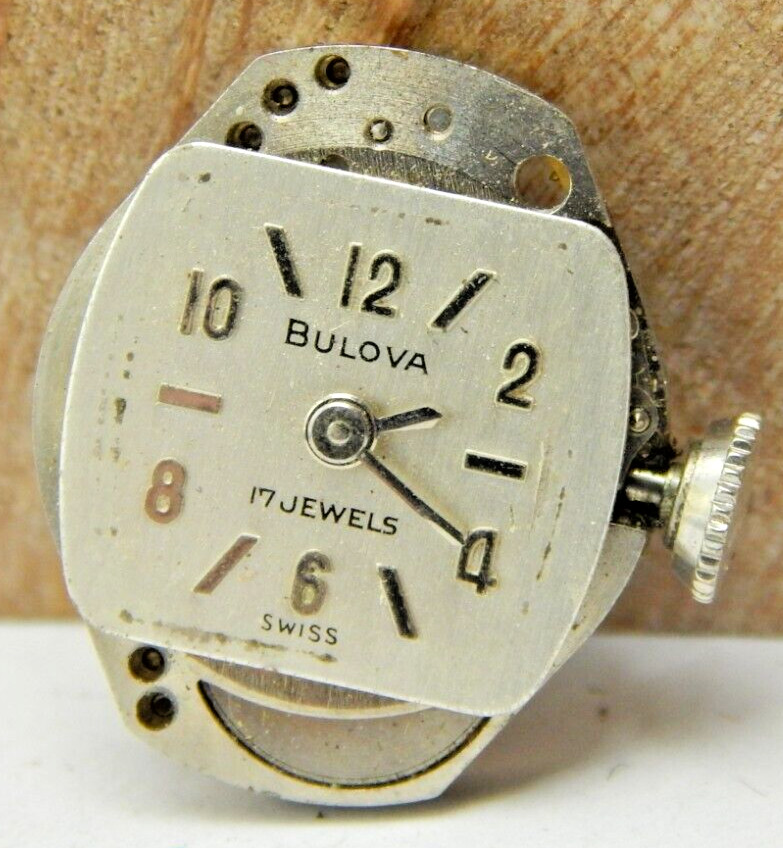Vintage 1962 Bulova 6CB 17 jewel ladies wrist watch movement with dial & hands
