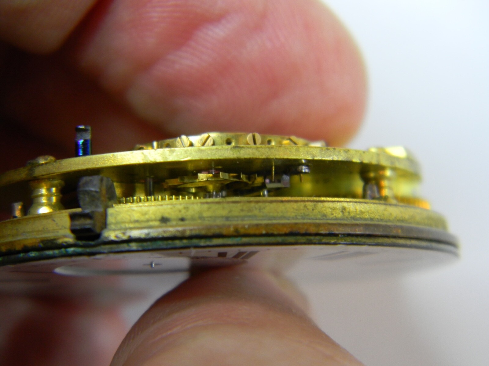 RARE ENGLISH STEWART DAWSON DUAL BARREL NONE FUSEE POCKET WATCH MOVEMENT -REPAIR