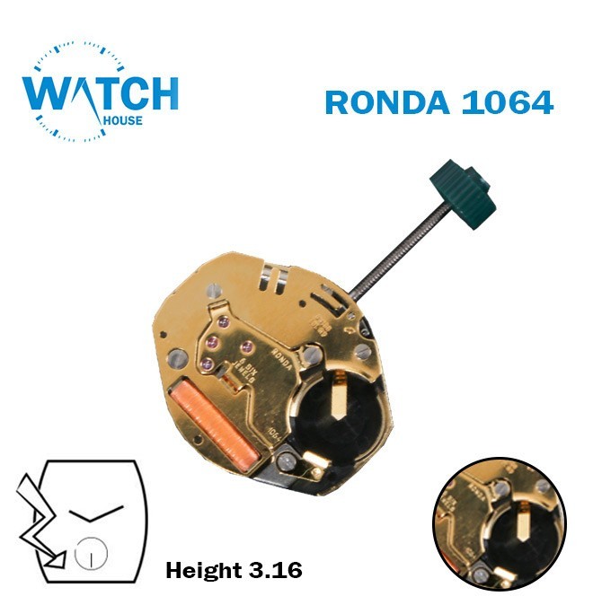 RONDA 1064 Swiss Watch Movement -2 Hands-Small Second-Without Disk-Height:3.16mm