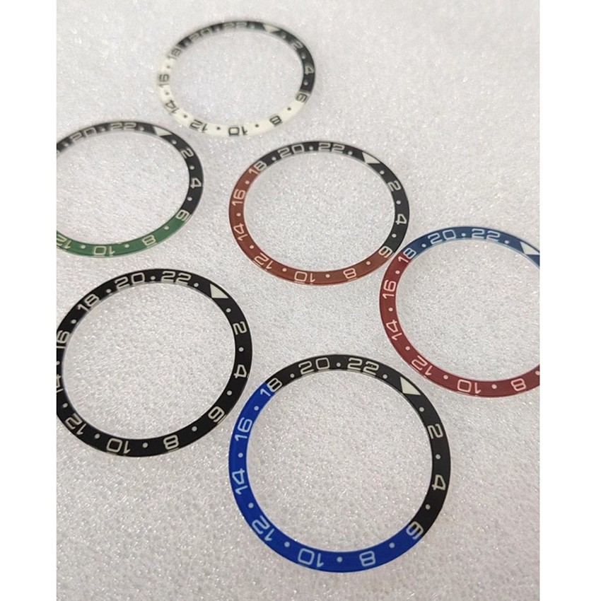 38mm & 31.5mm Sapphire Glass Bezel Flat Bezel Blue Luminous Watch Insert Ring
