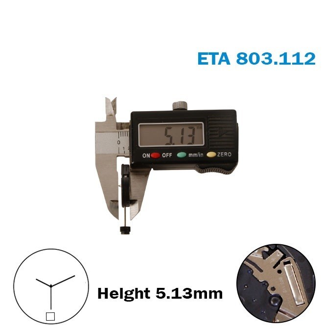 ETA 803.112 Swiss Quartz Movement, 3 Hands, H:5.13mm, White Date Disk 6