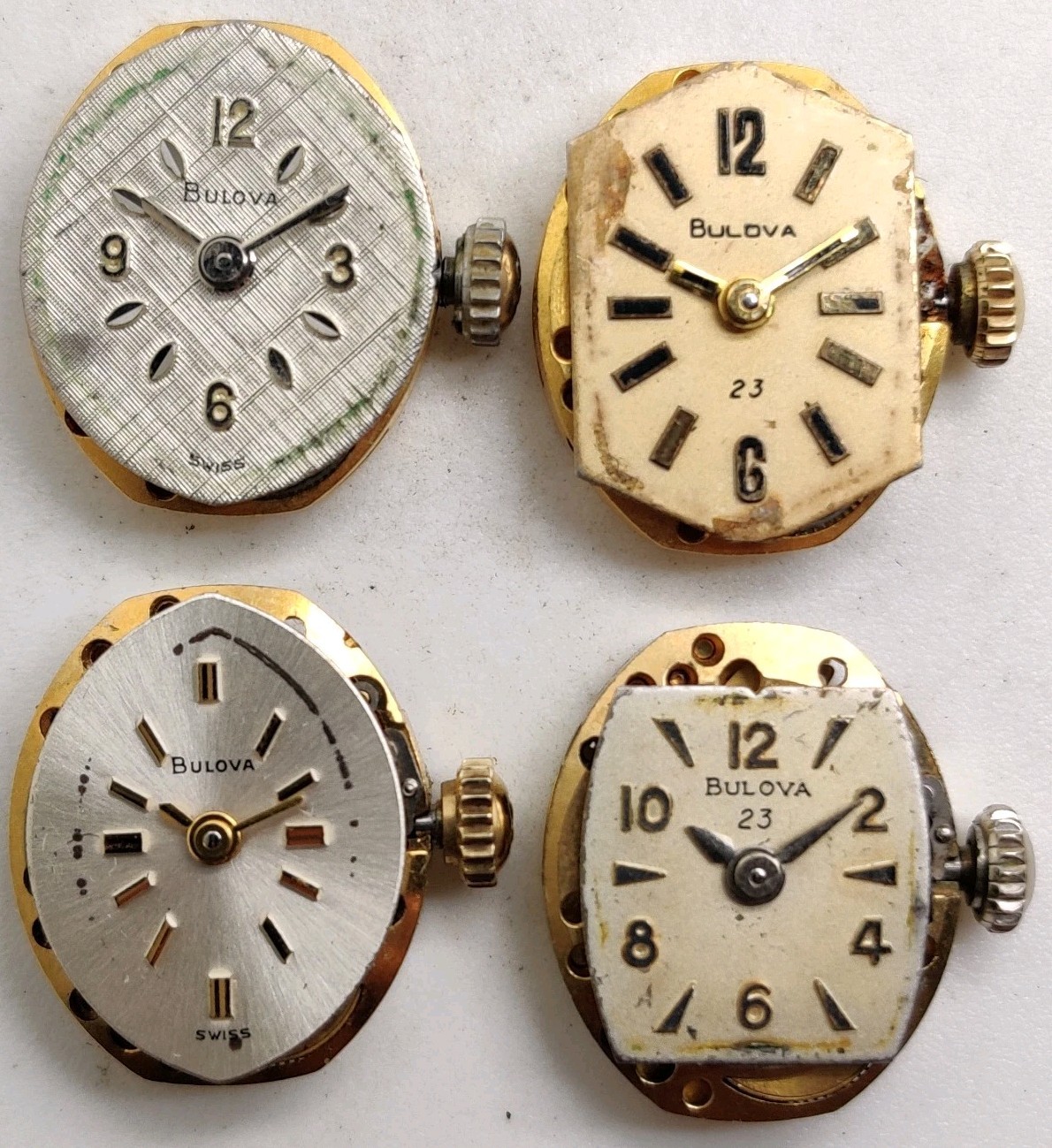 Lot Of 4 Bulova 5BD 5AZ movements Run For Repair