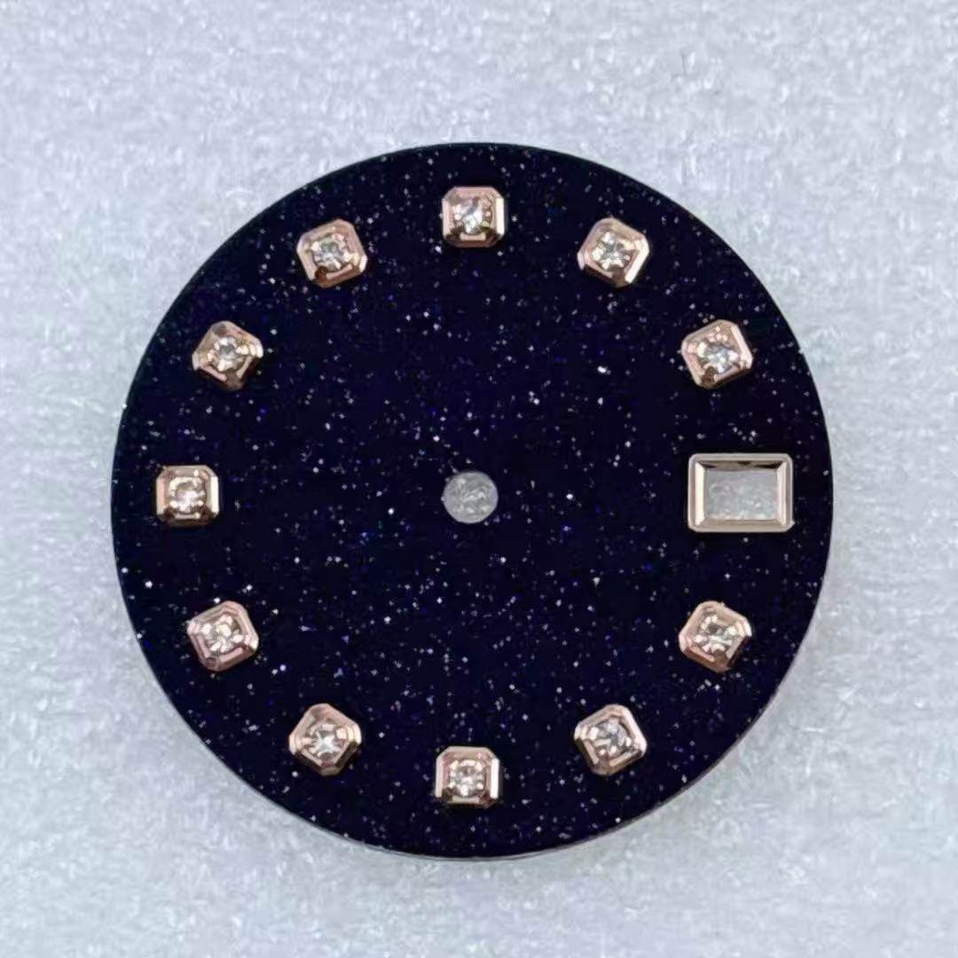 28.5mm Starry Sky Blue Gold Stone Watch Dial No Lume for Nh35/36 Movement