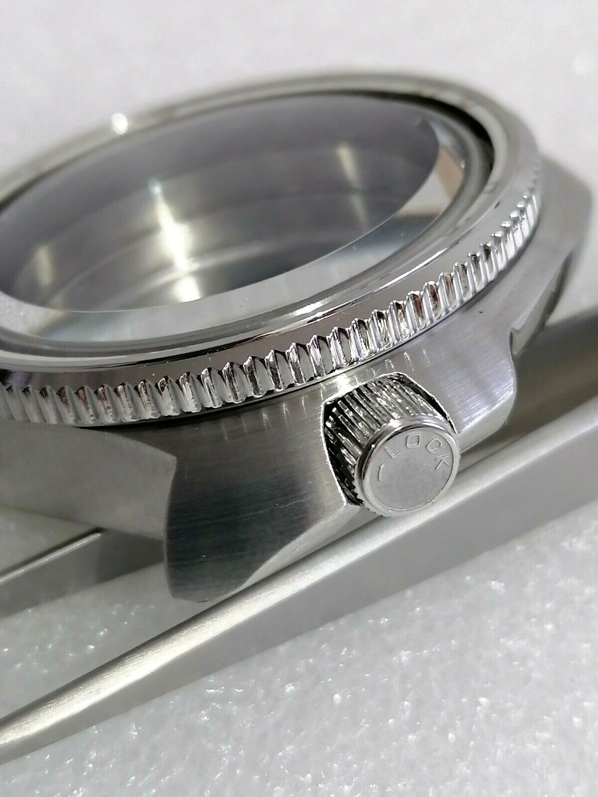 SILVER LOCK CROWN FOR STEELDIVE SEIKO NH35/36 6105 CAPTAIN WILLARD STYLE CASES