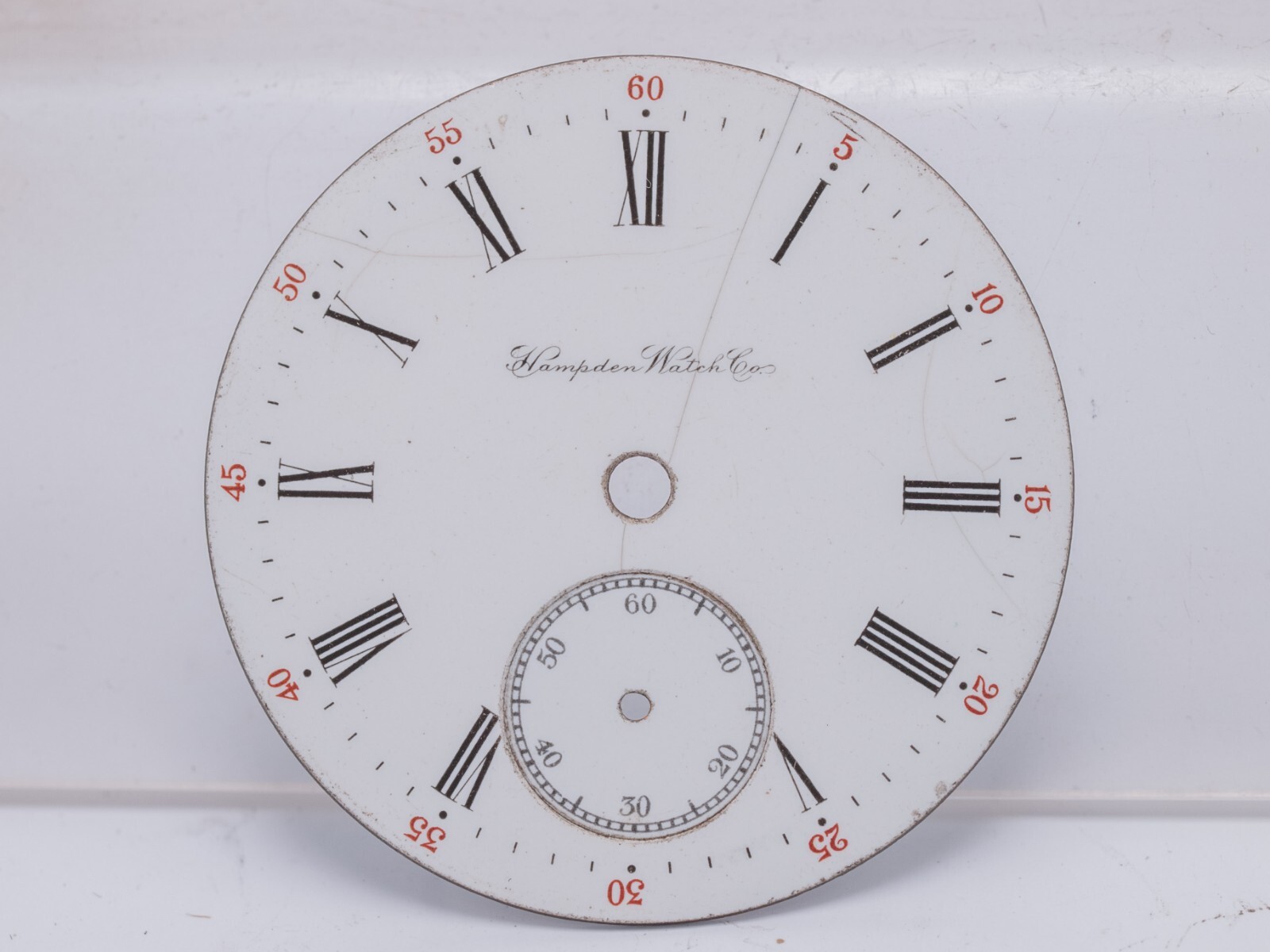 Hampden 18s Single Sunk Pocket Watch Roman Numeral Enamel Dial – Hairlines