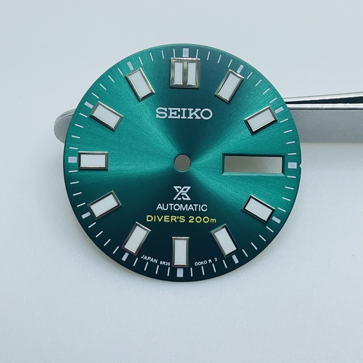 28.5mm Sun Pattern Watch Dial Green Lume Double Calendar for Nh35 Nh36 Movement