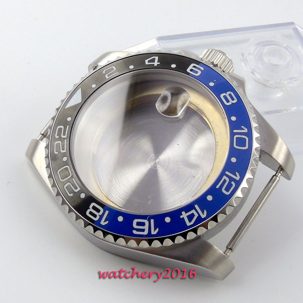 43mm Sapphire Glass Mens Watch Case Fit NH35A NH36A Movement Date Cyclops 316L