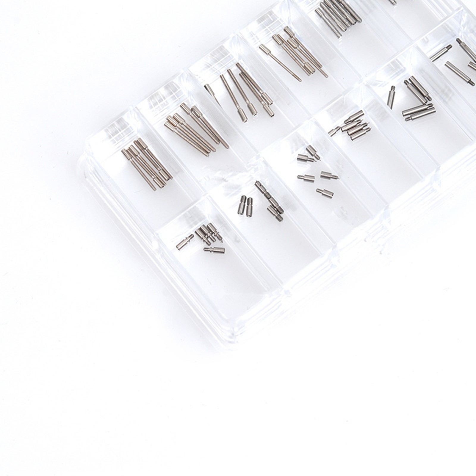 60Pcs 0.7mm-0.9mm Stainless Steel Watch Winding Stem Extender Assortment Box B