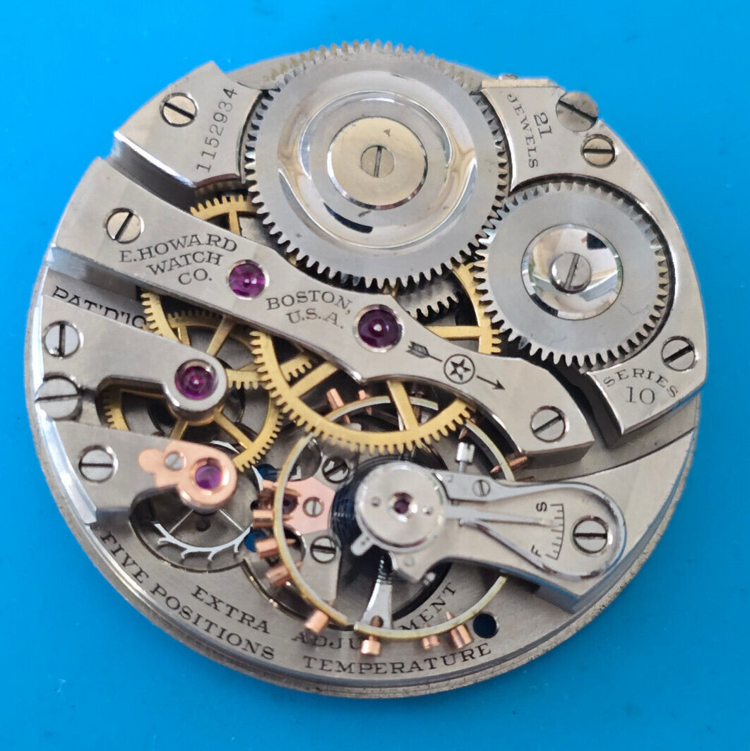 VINTAGE 16 SIZE 21 JEWEL KEYSTONE HOWARD SERIES 10 MODEL 1907 POCKET WATCH PARTS