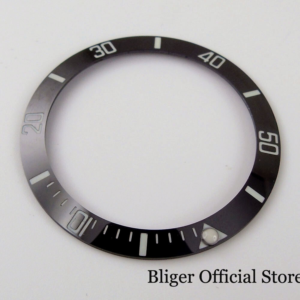 BLIGER Slope Luminous Marks 38mm Ceramic Watch Bezel Insert for 40mm NH35A Watch