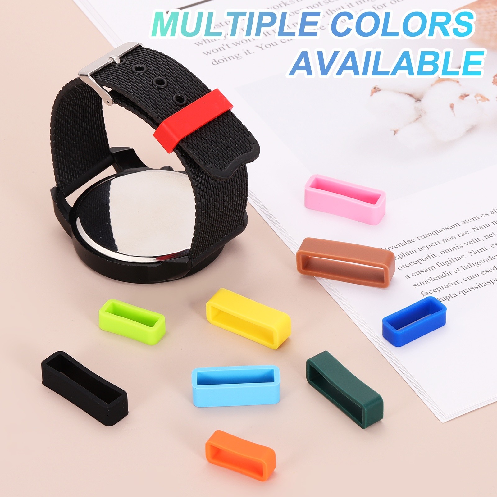 6pcs Watch Band Loop 24mm Silicone Watch Strap Retainer Loop, Dark Pink
