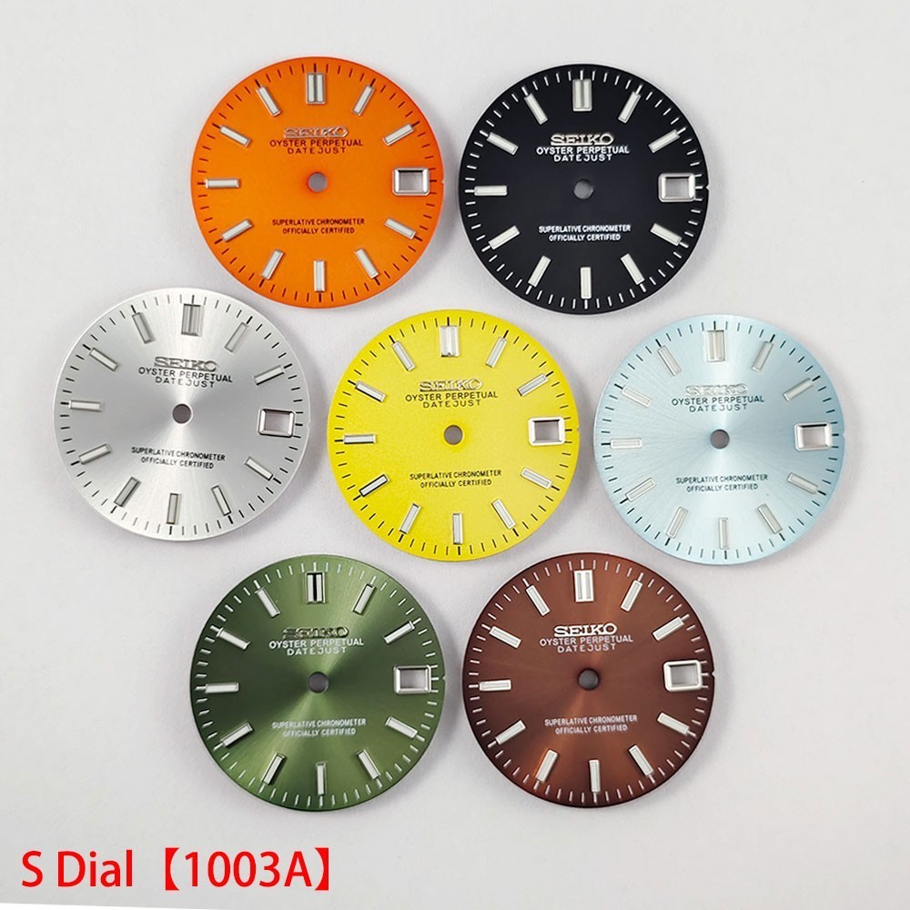28.5mm Sunburst Watch Dial Green Blue Luminous Date Fit Nh35 Nh36 Movement