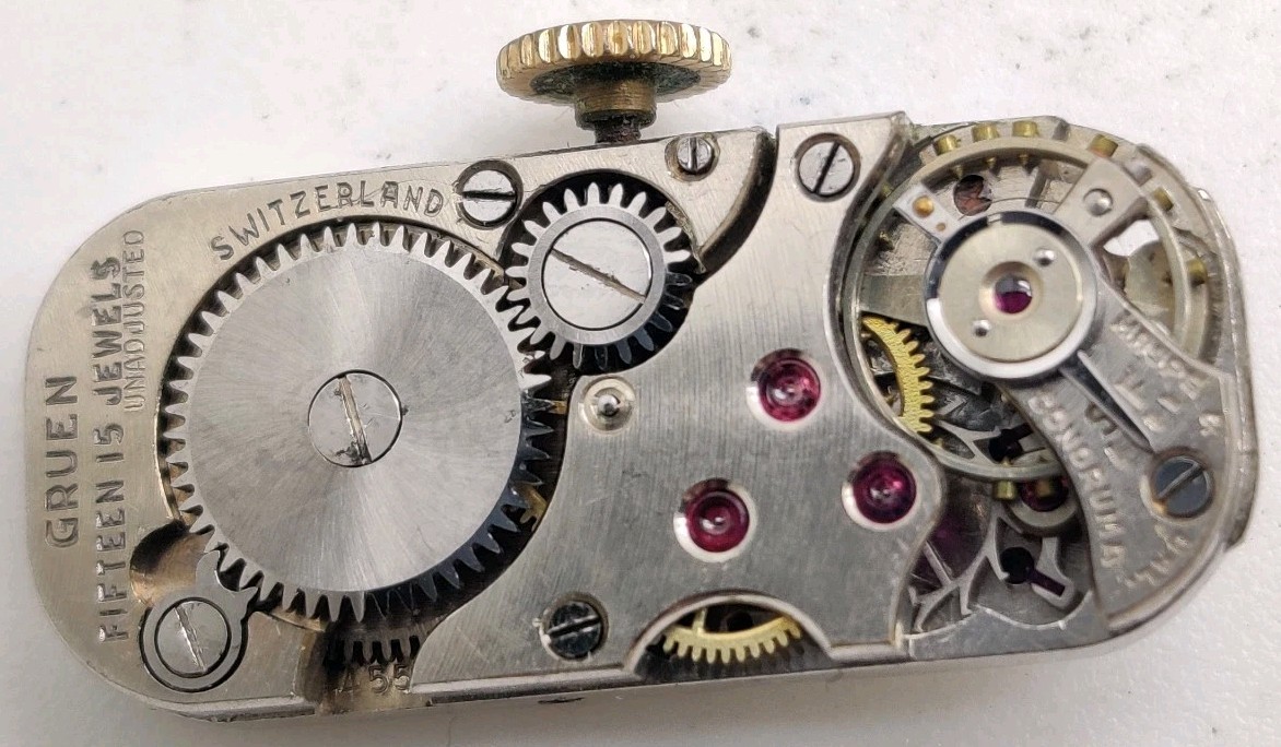 Rare Gruen Watch Co. Cal. 455 15 jewel watch movement for repair