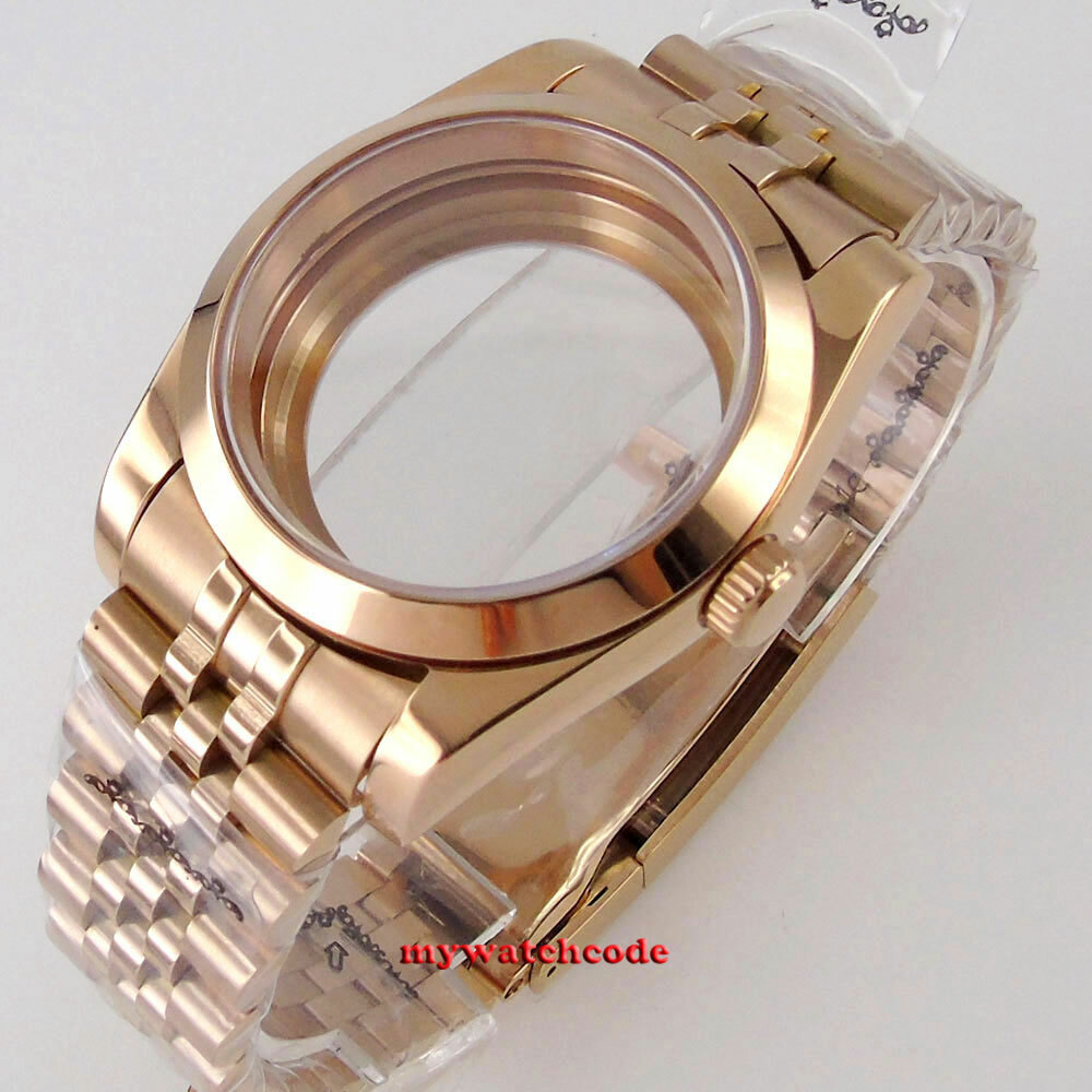 Rose golden 36mm 39MM sapphire glass Watch Case fit eta 2836 2824 8215 NH35 NH36