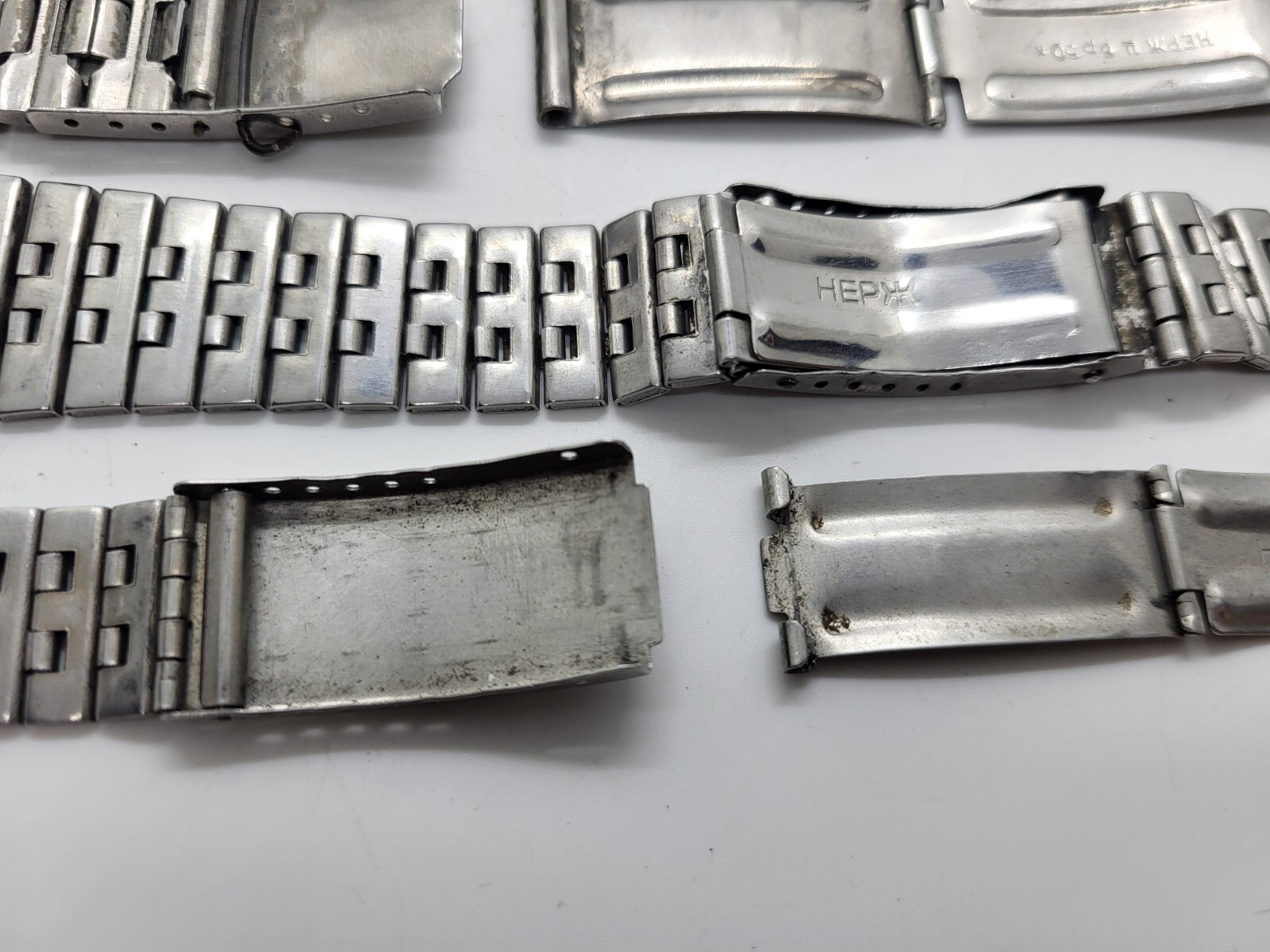 Vintage stainless steel bracelets USSR wristwatches different for spare parts