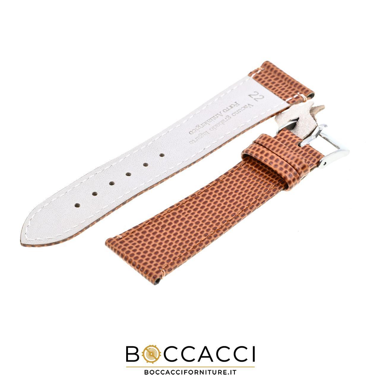 DILOY 22mm Light Brown Lizard Print Leather Strap Unpadded (…