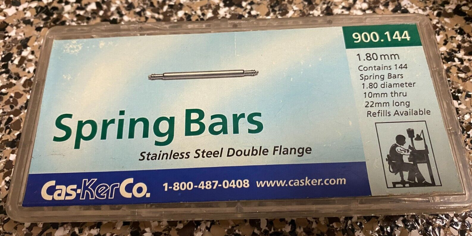 Box of Spring Bars Cas-Ker # 900.144 For Watch Bands Casker Stainless Steel